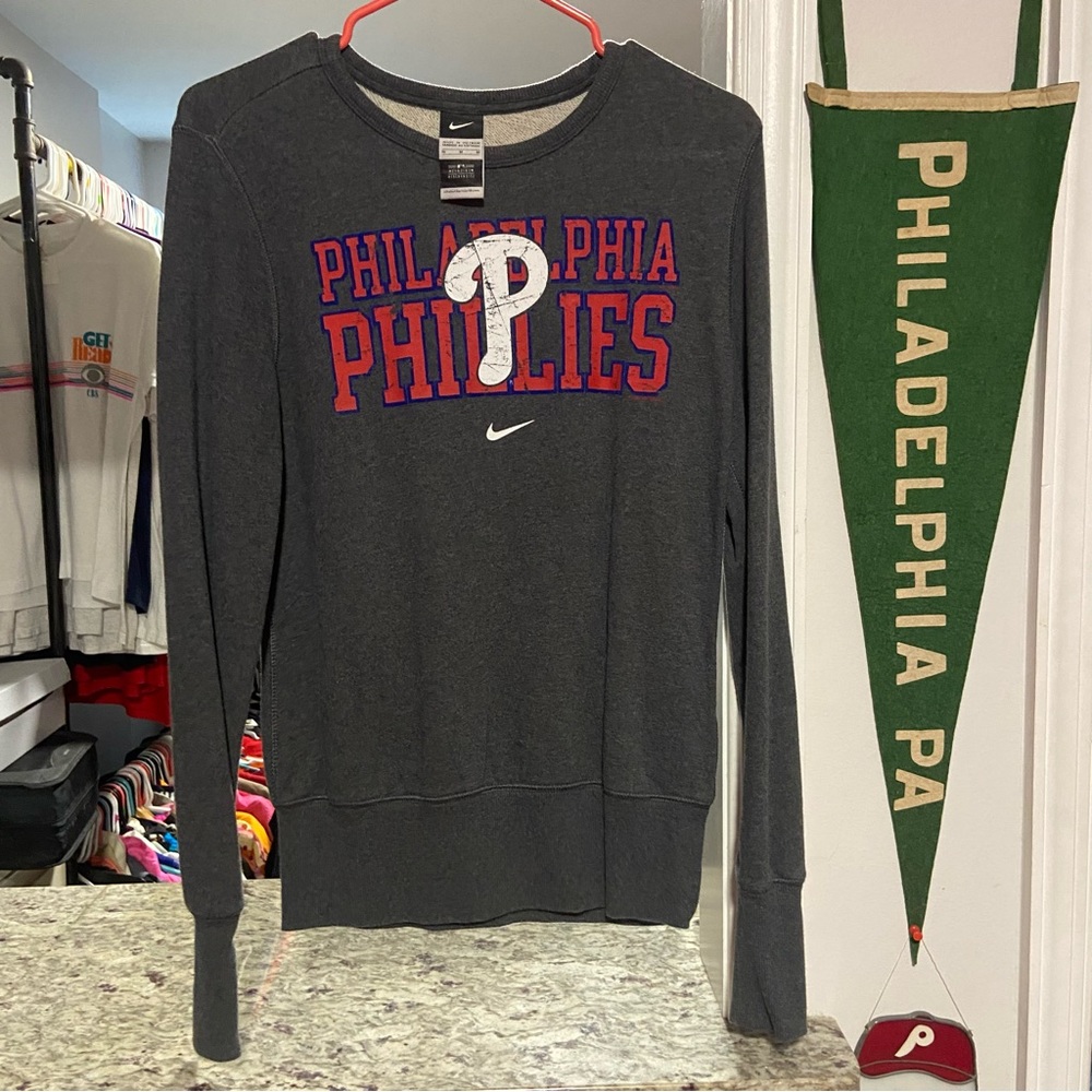 COPY - Nike Women’s Medium Gray Philadelphia Phillies Pullover Crewneck Sweatsh…